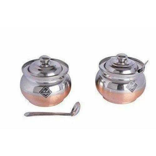 Copper Bottom Ghee and oil Pot Stainless Steel - pack of 2 Hover Image