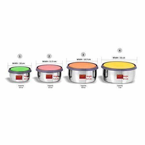Stainless Steel Food Storage Airtight & Leak Proof -  Set  of 4 Containers