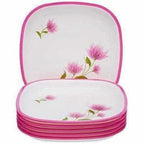 Pink Color Square Quarter Plate Set - 6 Plates Set