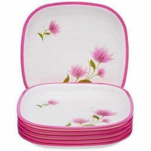 Pink Color Square Quarter Plate Set - 6 Plates Set Main Image