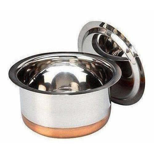 Stainless Steel Patila Round Copper Bottom Container Ganj Tapeli with Lid Hover Image
