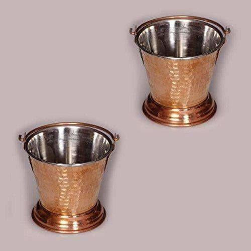 Handmade Hammered Copper Curry Bucket Set of - 2 Pieces Hover Image