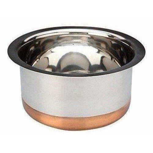 Stainless Steel Patila Round Copper Bottom Container Ganj Tapeli with Lid