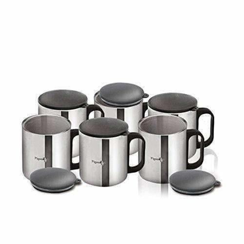 Stainless Steel Coffee Cup Set of 6 (With Lid)
