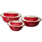 Maroon Color - Plastic Casserole Set of 3 - Pieces
