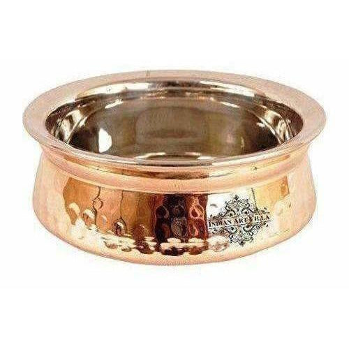 Steel Copper Handi Bowl Hammered Design Serving Dishes - Set of 4