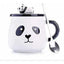 Panda Ceramic Mug with Ceramic Lid and Spoon(Random Design)-300 ML (Pack of 1)