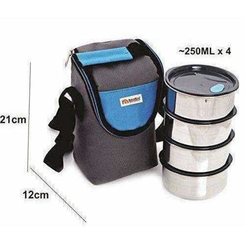 Stainless Steel Lunch Box Set with Pouch, 250ml, Set of 4