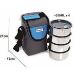 Stainless Steel Lunch Box Set with Pouch, 250ml, Set of 4