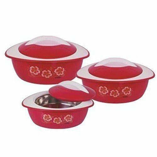 Maroon Color - Plastic Casserole Set of 3 - Pieces