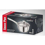 Stainless Steel Sandwich Base Dlx Sauce Pan with Glass Lid