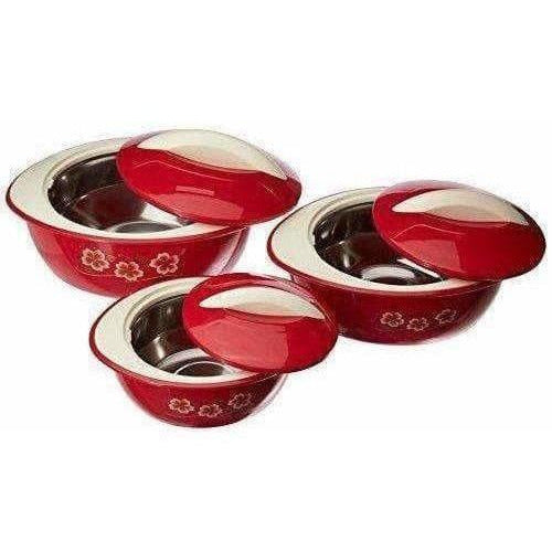 Maroon Color - Plastic Casserole Set of 3 - Pieces