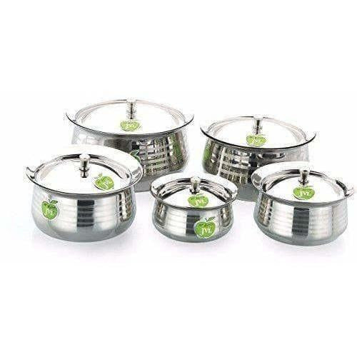 Silver Touch Stainless Steel Handi with Lid -  Set of 5 Hover Image