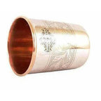 Embossed Design Steel Copper Glass Tumbler (250ml) - Set of 2