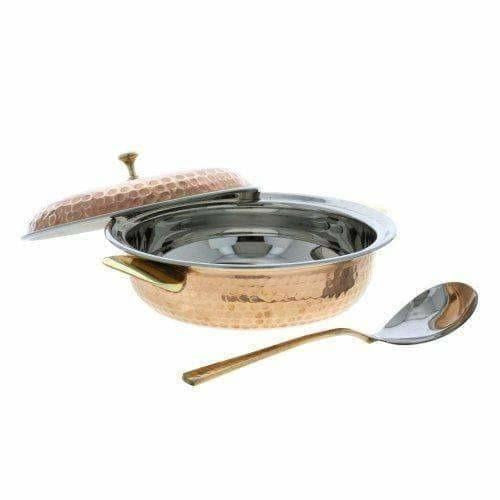 Copper Serving Bowl Tureen with Spoon