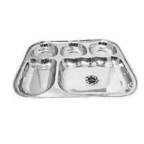 Stainless Steel 5 in 1  Compartment Dinner Plate Set of 2