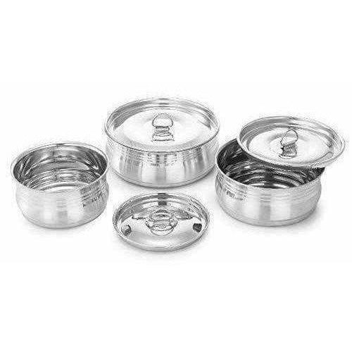 Stainless Steel Cooking & Serving Dish Pot Set of 3