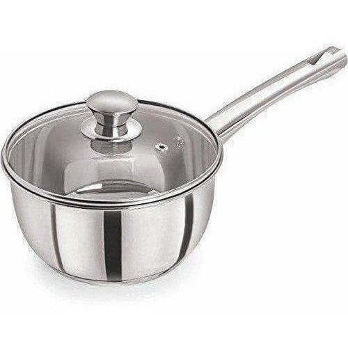 Stainless Steel Sandwich Base Dlx Sauce Pan with Glass Lid