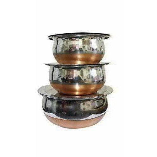 Stainless Steel Serving Bowl with Lid  Set of 3 Hover Image