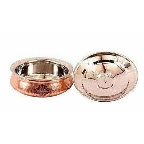 Steel Copper Handi Bowl With Lid