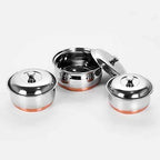 Stainless Steel Copper Bottom Multipurpose Cook & Serve Handi With Lid - Set of 3