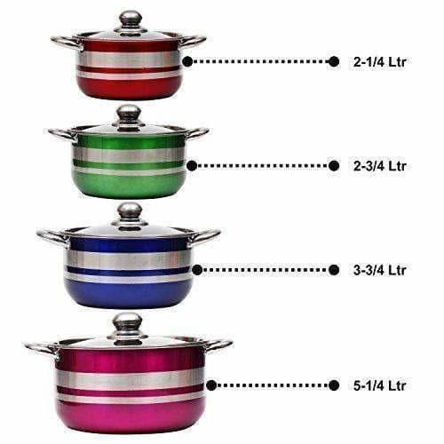 Kitchen Cooking Stainless Steel Gas Induction Cookware Set with Lid - 4 Pieces Main Image