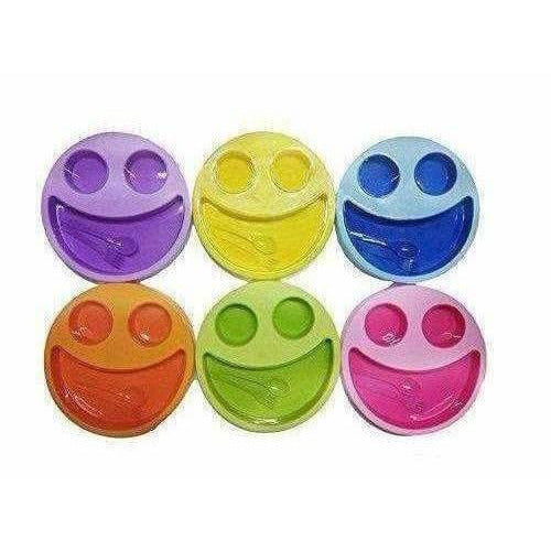 Multicolor Cute Big Smiley Plates for kids with Fork and Spoon