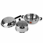 Stainless Steel Induction Cookware  Sauce Pan +Kadhai + Fry Pan - Set of 3