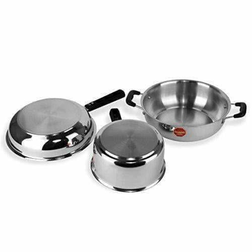 Stainless Steel Induction Cookware  Sauce Pan +Kadhai + Fry Pan - Set of 3 Main Image