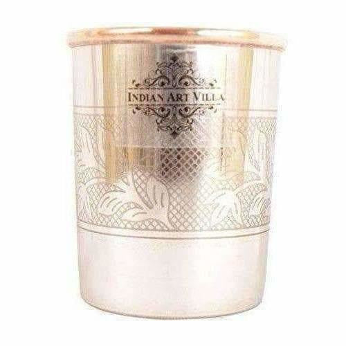 Embossed Design Steel Copper Glass Tumbler (250ml) - Set of 2 Main Image