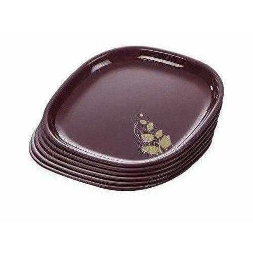 Signoraware Blooming Square Plastic Half Plate Set, Set of 6, Maroon