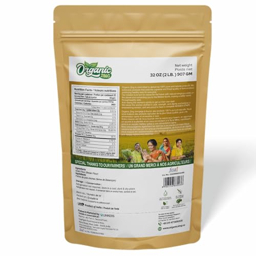 Organic Zing Besan Flour also known as Chickpea Flour, Bengal Gram Flour or Garbanzo Bean Flour |Vegan| Preservative Free | Resealable Pack