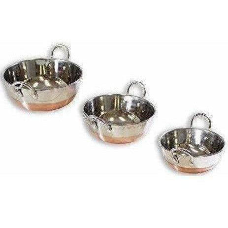 Stainless Steel Copper Bottom Kadhai with Handle - Set of 3 Pieces Main Image