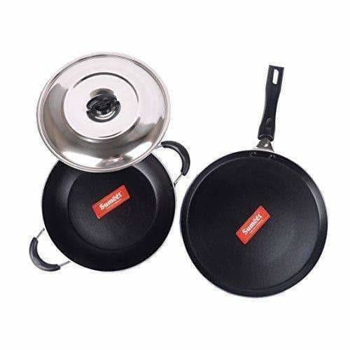 Nonstick Induction Base Cookware Set of Tawa + Kadhai