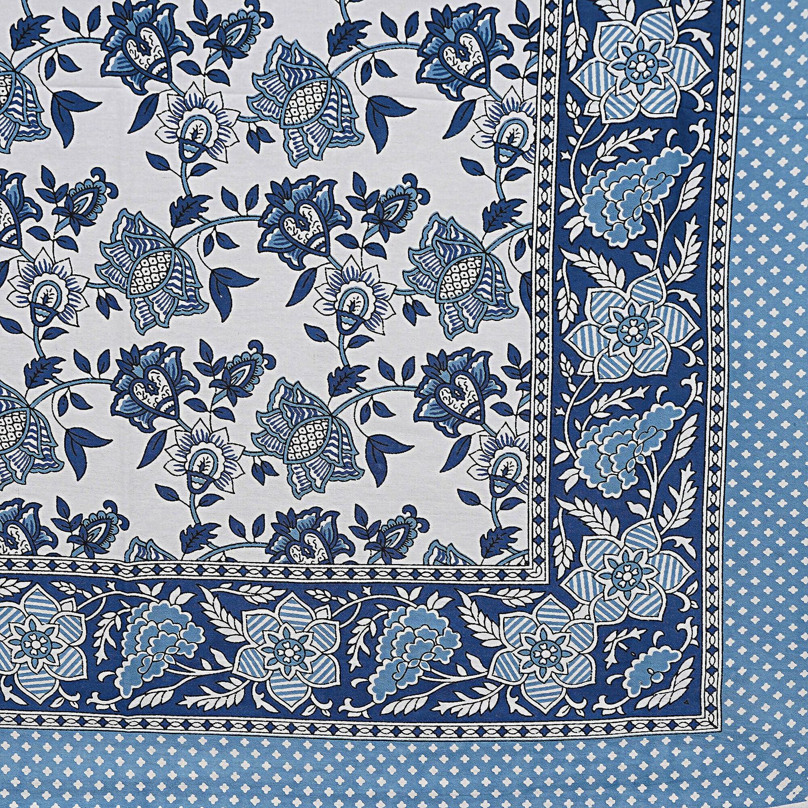 Rudra Bazaar Blue 210 TC Cotton Double King Bedsheet With 2 Pillow Covers