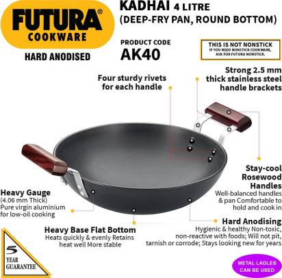 Hawkins Futura Hard Anodised Kadhai 14.5 cm Diameter 4 L (AK40)