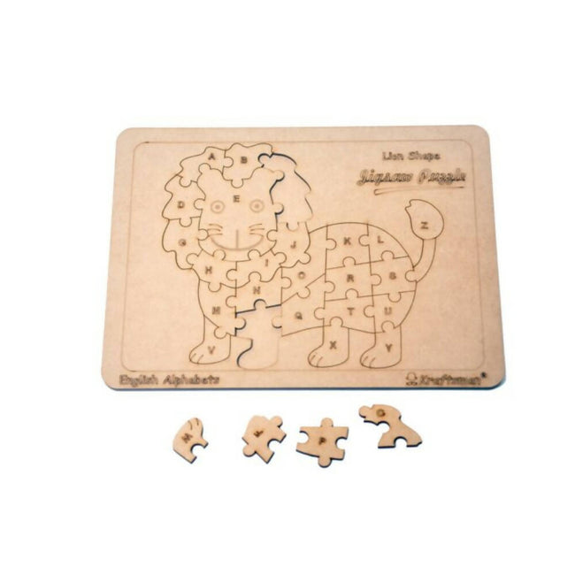 Kraftsman English Alphabets Wooden Jigsaw Puzzles Lion Shape Puzzle | Color Kit Included Hover Image