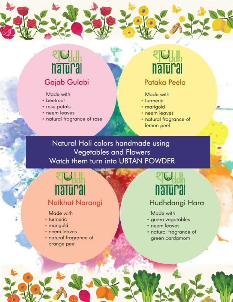 Shuddh Natural Ubtan Based Herbal Gulal, Ayurvedic Thandai Powder and Honey | Holi Gift Hamper