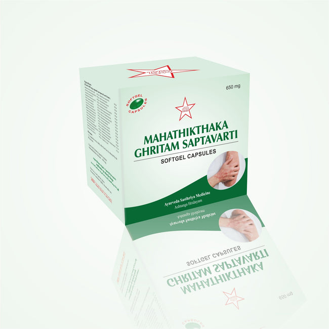 Skm Ayurveda Mahathikthaka Ghritam Saptavarti Softgel Capsules Hover Image