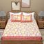 Red Yellow Ethnic Motifs Cotton 300TC King Bedsheet With 2 Zipper Pillow Covers - Super King Size by House of Ree