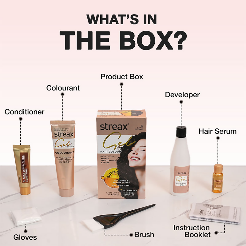 Streax Gel No Ammonia 100% Grey Coverage Hair Color - Natural Brown 4