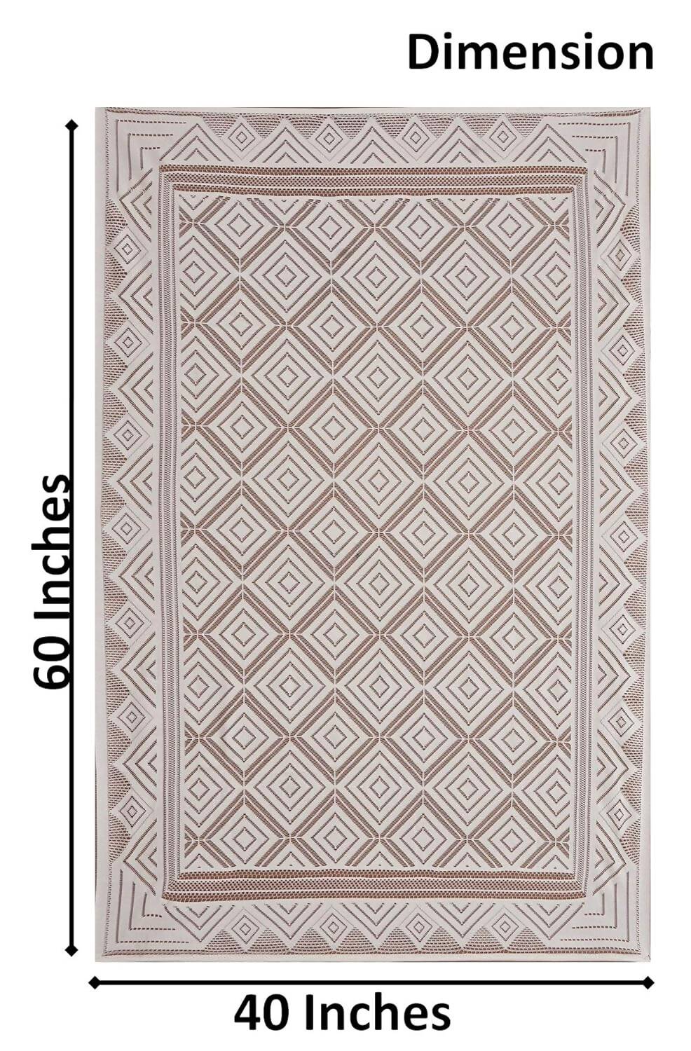 Yellow Weaves Cotton Geometric Designer Net Rectangular Center 4 Seater Table Cover - Off White