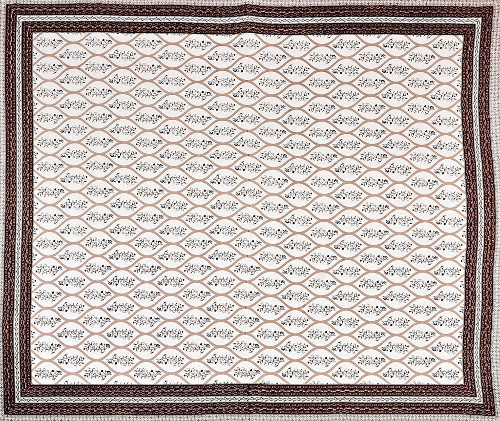 Pink White Ethnic Motifs Cotton 200TC King Bedsheet With 2 Zipper Pillow Covers - King Size by House of Ree