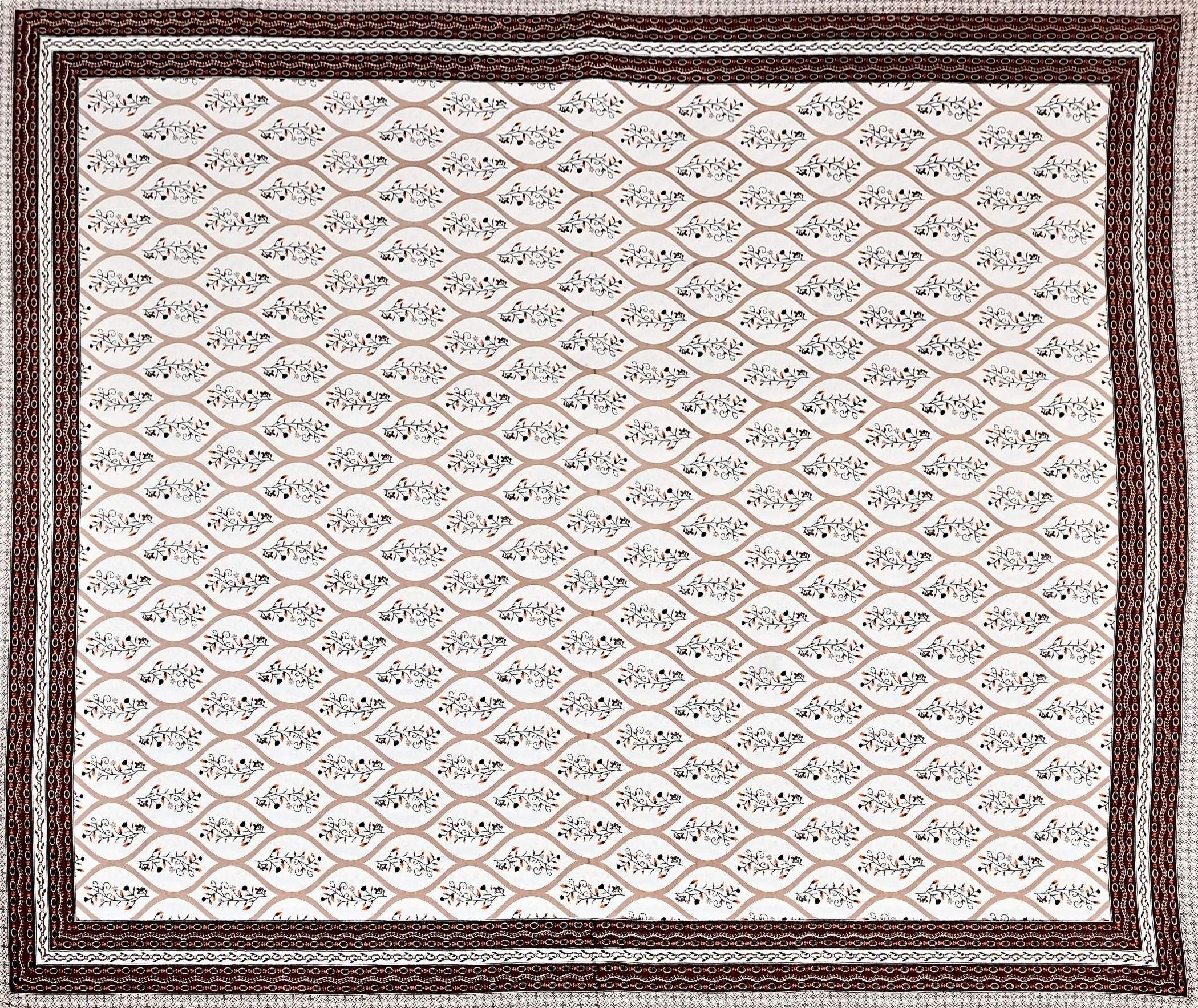 Pink White Ethnic Motifs Cotton 200TC King Bedsheet With 2 Zipper Pillow Covers - King Size by House of Ree