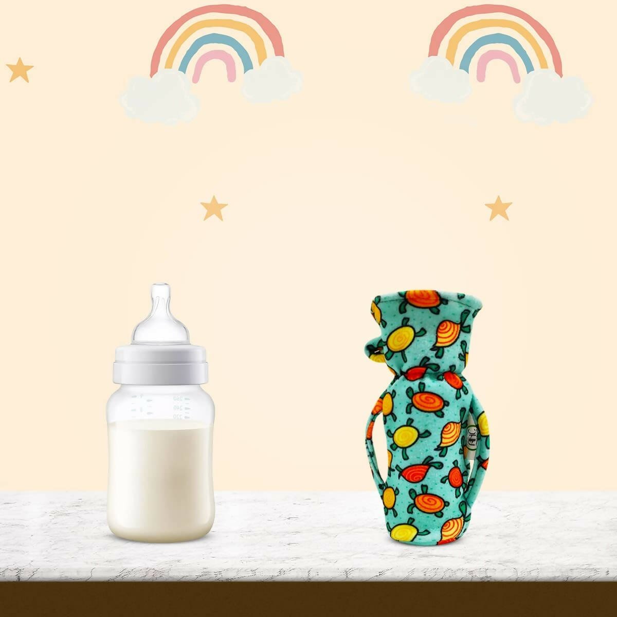 AHC Feeding Bottle Cover For Baby With Handle And Neck Grip Combo