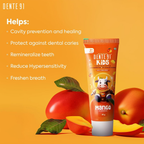 Dente91 Kids Toothpaste Protects Against Dental Caries & Hypersensitivity Fluoride Free, Mango Flavour