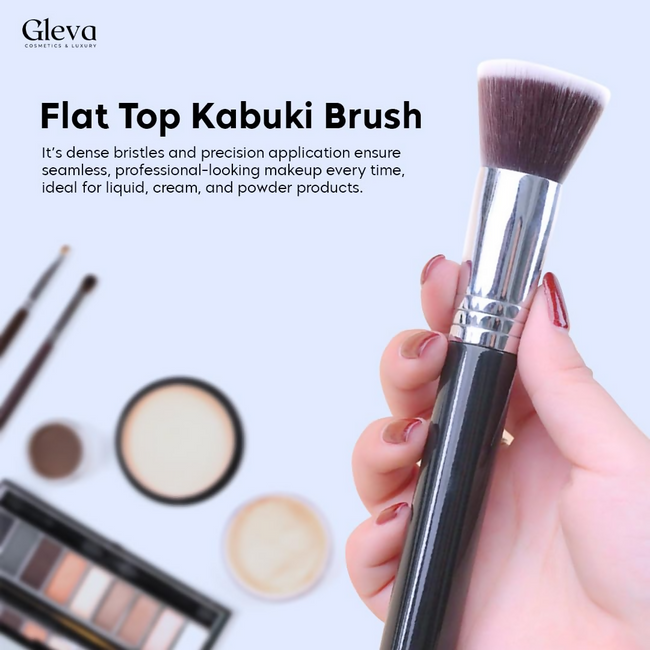 Gleva Flat Top Kabuki Foundation Makeup Brush Black Main Image