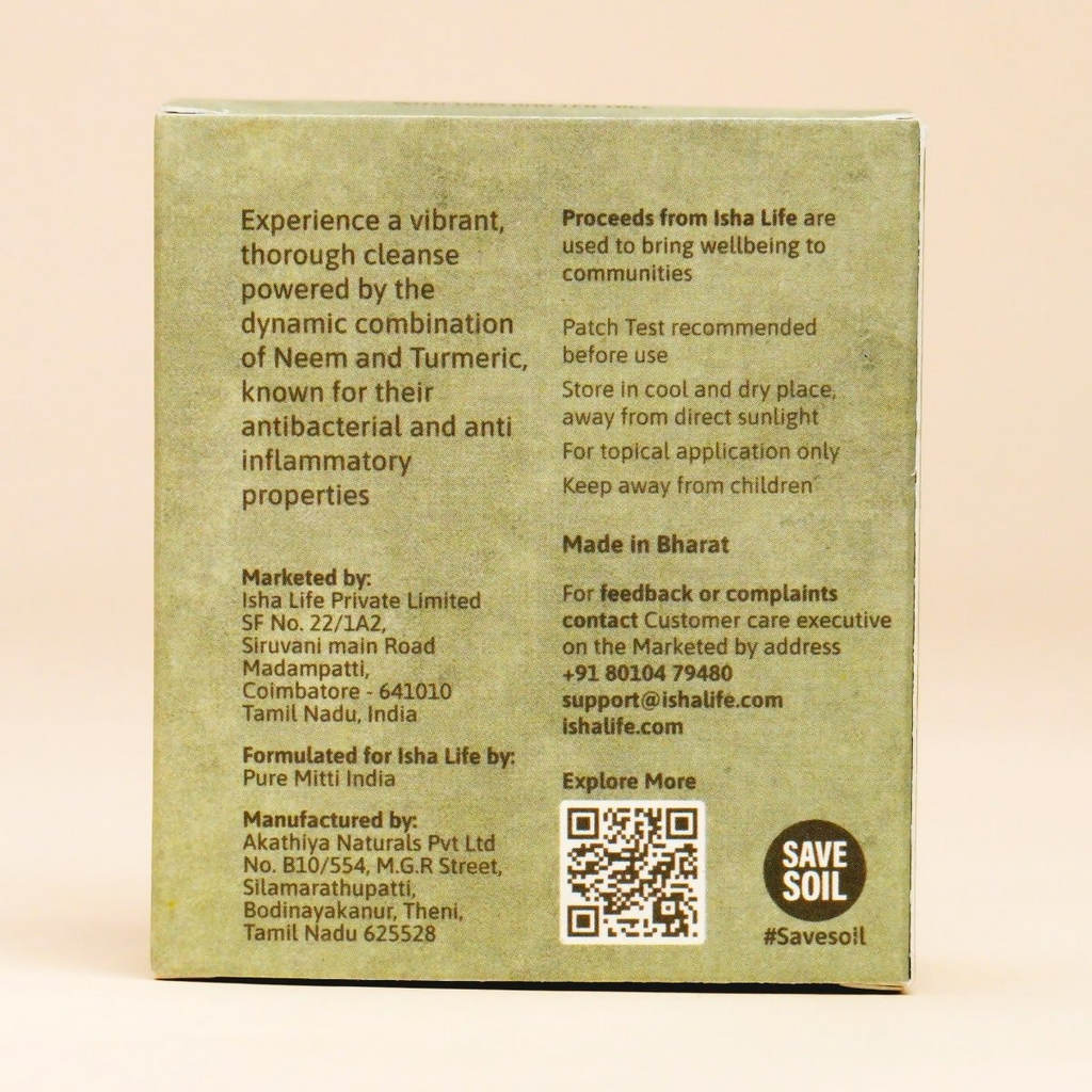 Isha Life Cleanse. Neem And Turmeric With Tulsi And Tea Tree Handcrafted Soap