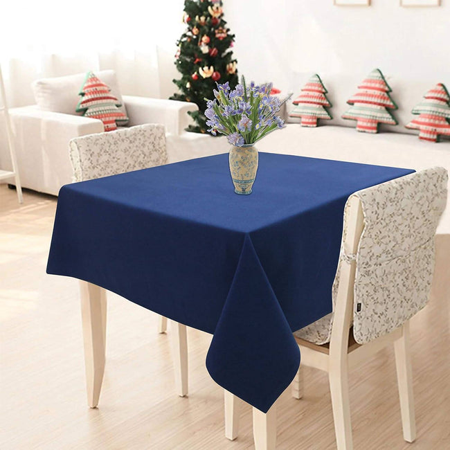 Airwill 100% Cotton Solid Pattern 2 Seater Square Table Cover - Blue Hover Image