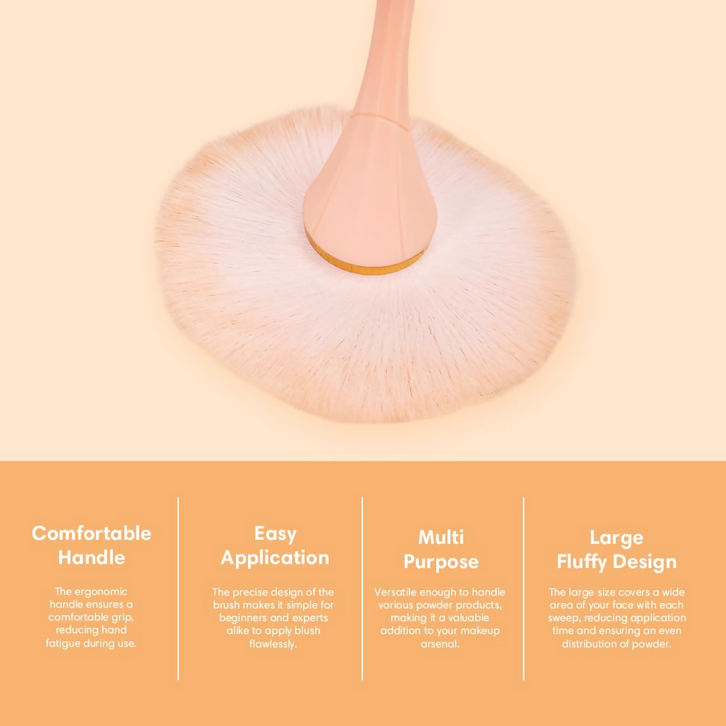 Gleva Multipurpose Professional Powder & Blush Cheek Brush - Black Loose Powder Brush